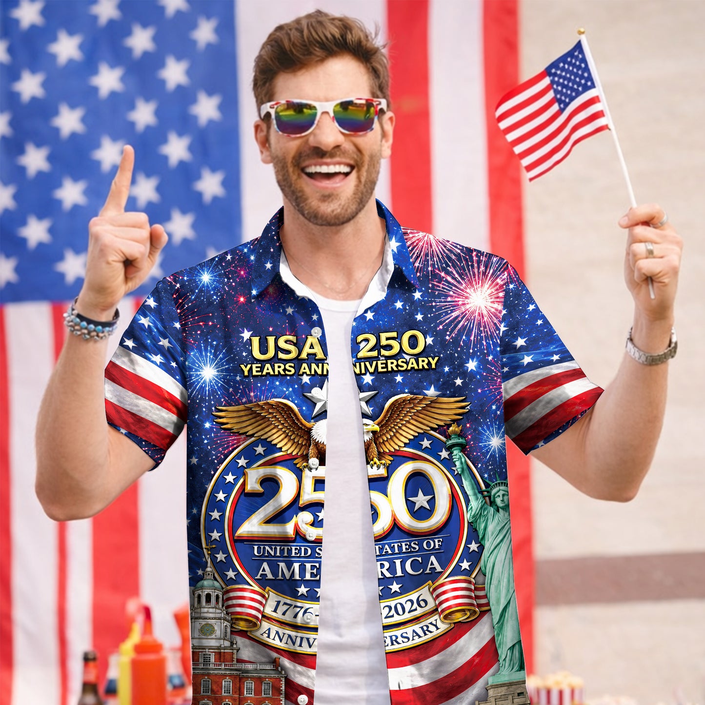 The Patriotic Celebration - USA 250th Anniversary Hawaiian Shirt