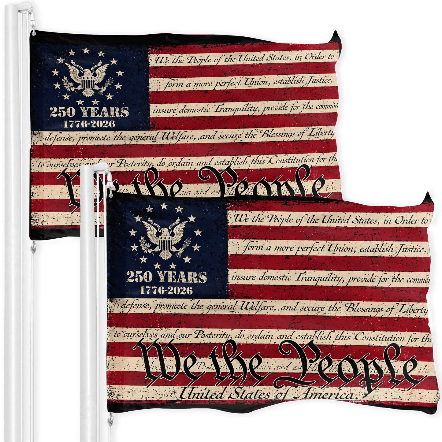 We The People Constitution Flag - USA 250th Anniversary 1776-2026 Vintage House Flag