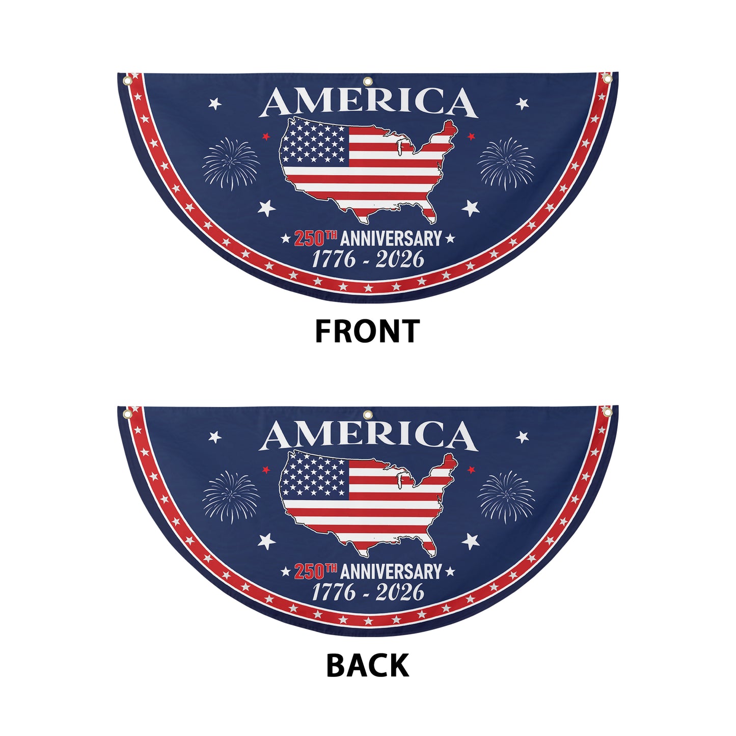 250th Anniversary American Flag 250th Anniversary Celebration Flag – USA Map with Fireworks Design