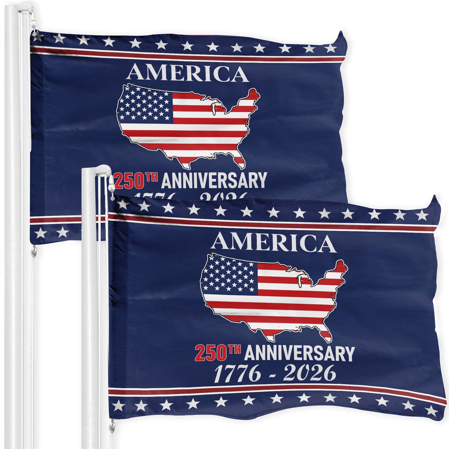 American Flag 250th Anniversary Flag – Historical USA Map and Stars Design