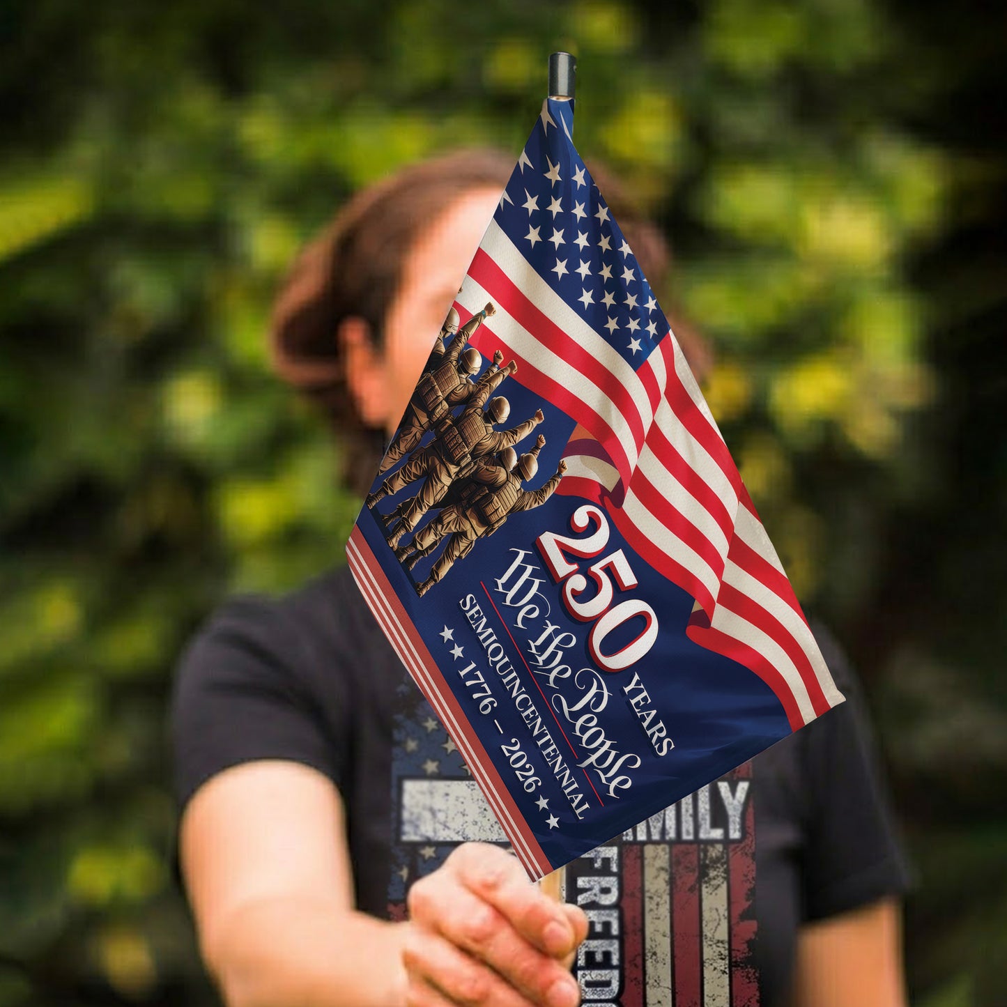 250th Anniversary Handheld Flag – USA Flag Design for Celebrations (1776-2026)
