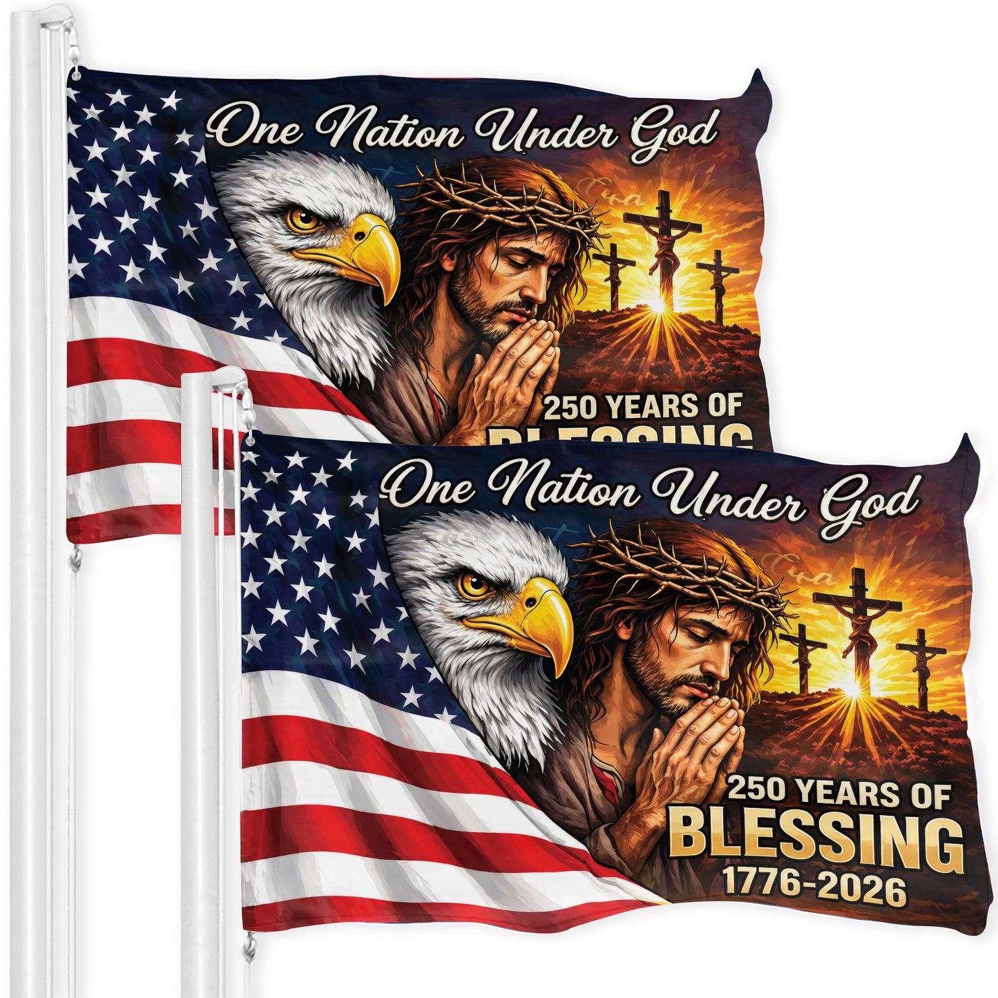 250 Years Of Blessing America Flag, One Nation Under God Grommet Flag