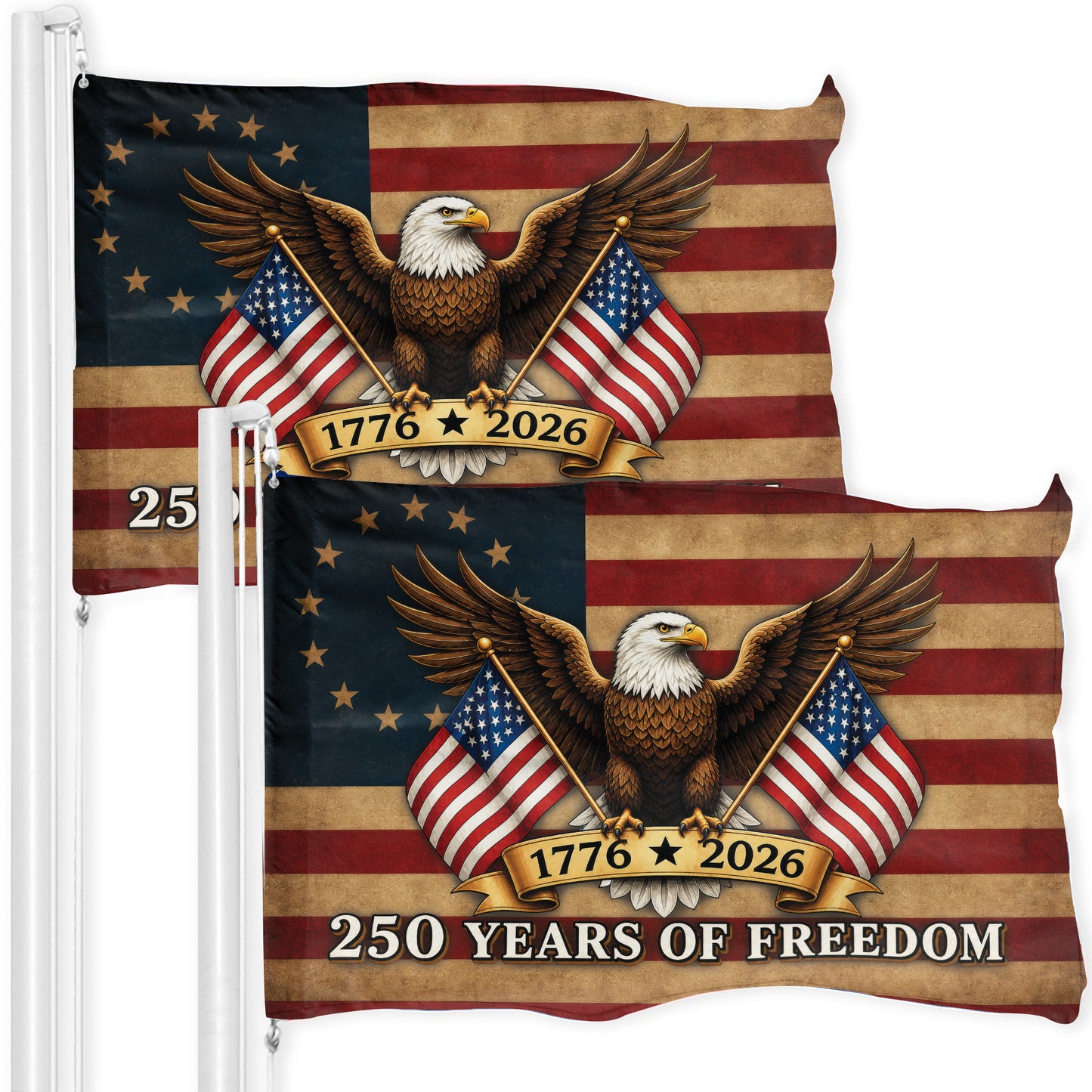 American Eagle 250 Years of Freedom Flag - USA 250th Anniversary 1776-2026 House Flag