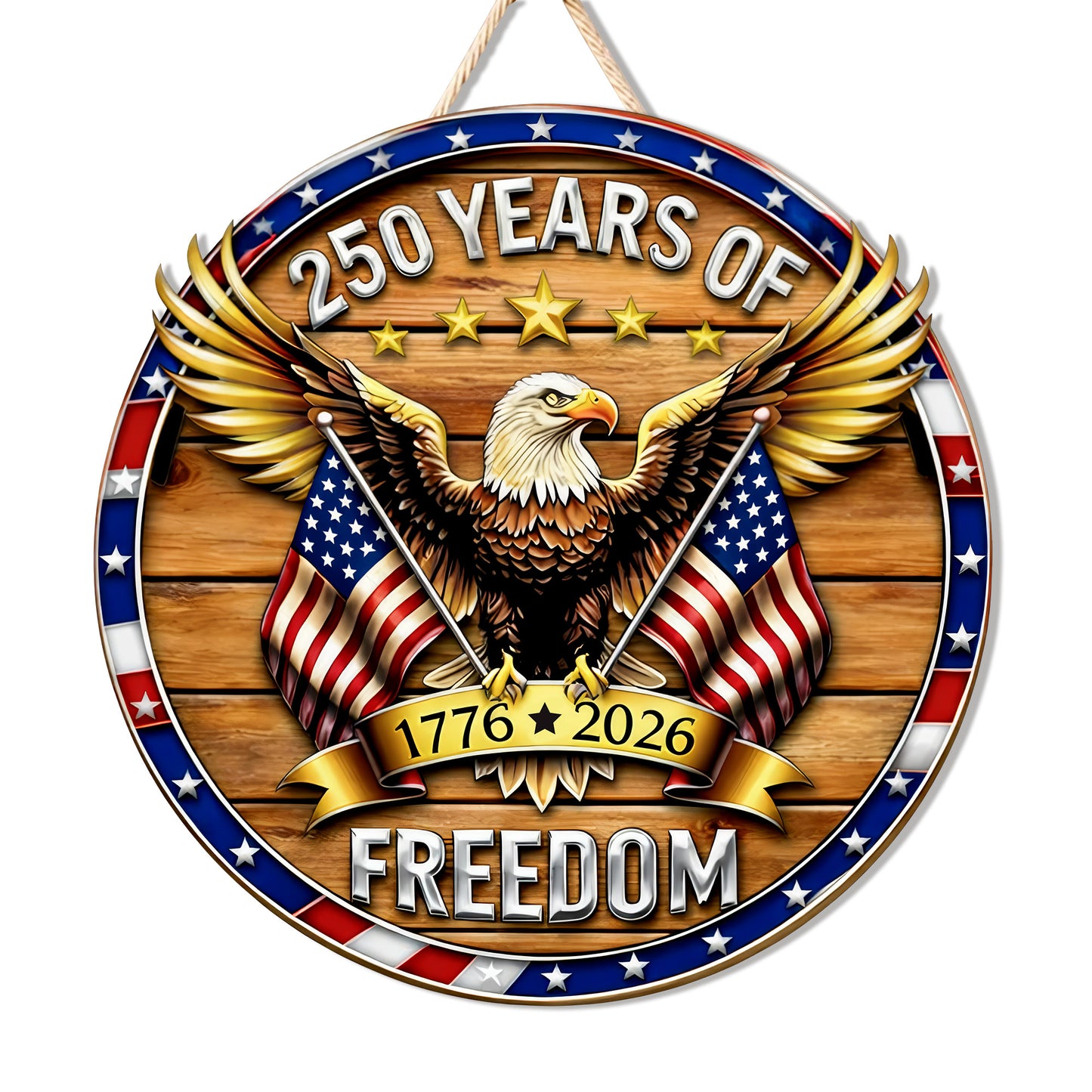 50th Anniversary Wood Sign Gift, American Eagle Patriotic Freedom Wall Decor