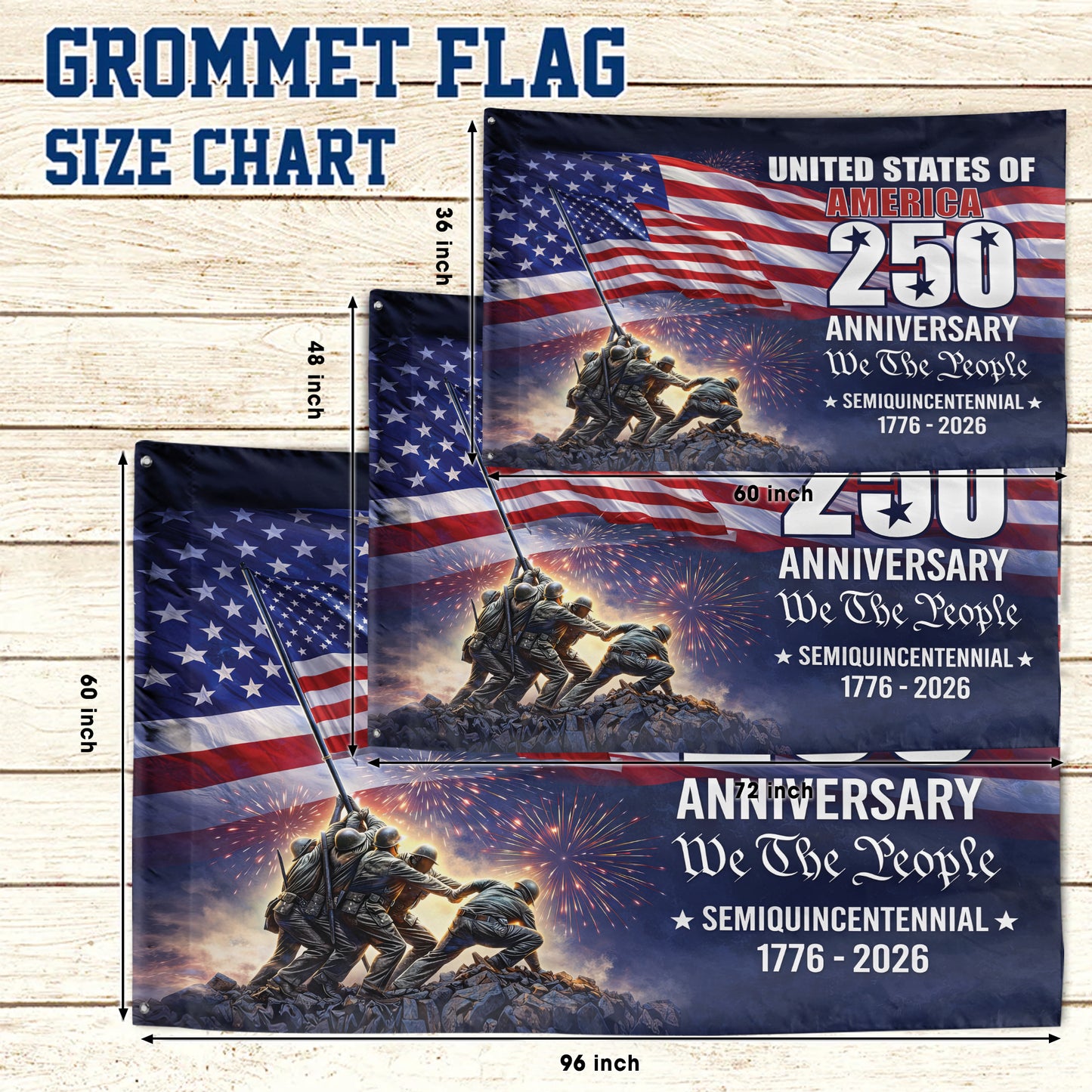 250th Anniversary American Flag, We The People Semiquincentennial Patriotic 1776 2026