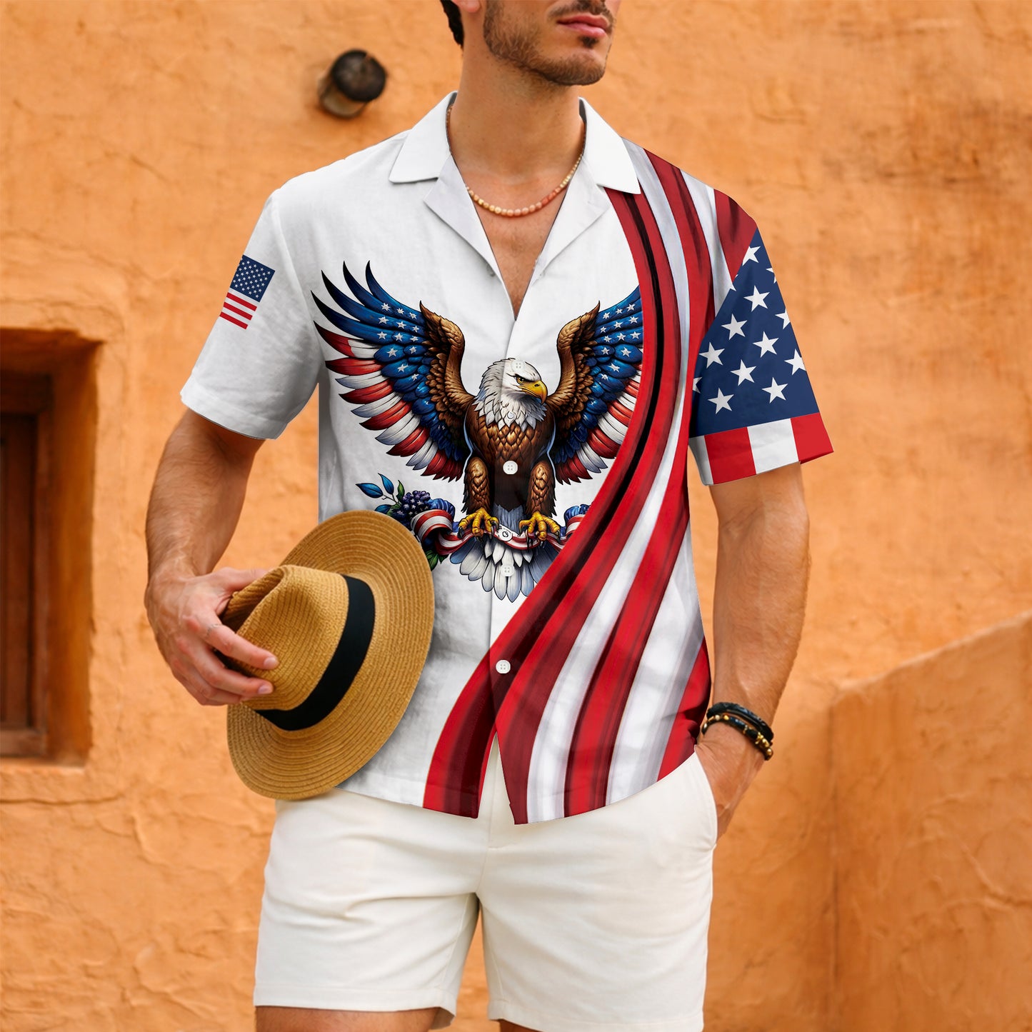 Personalized America 250th Anniversary Hawaiian Shirt – Patriotic Eagle & Flag Shirt 1776-2026