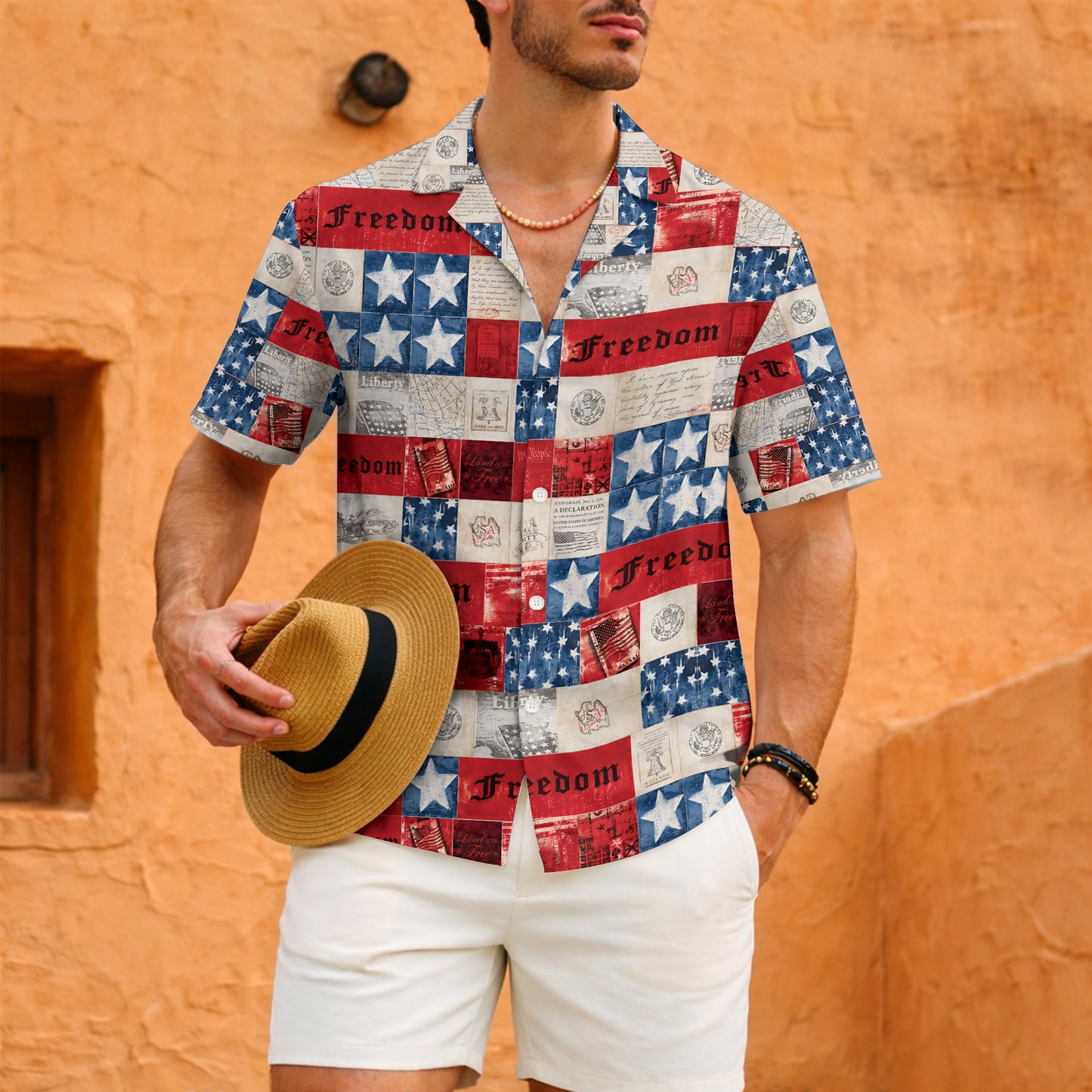 Patriotic Freedom Liberty Hawaiian Shirt - Vintage USA Aloha Shirt