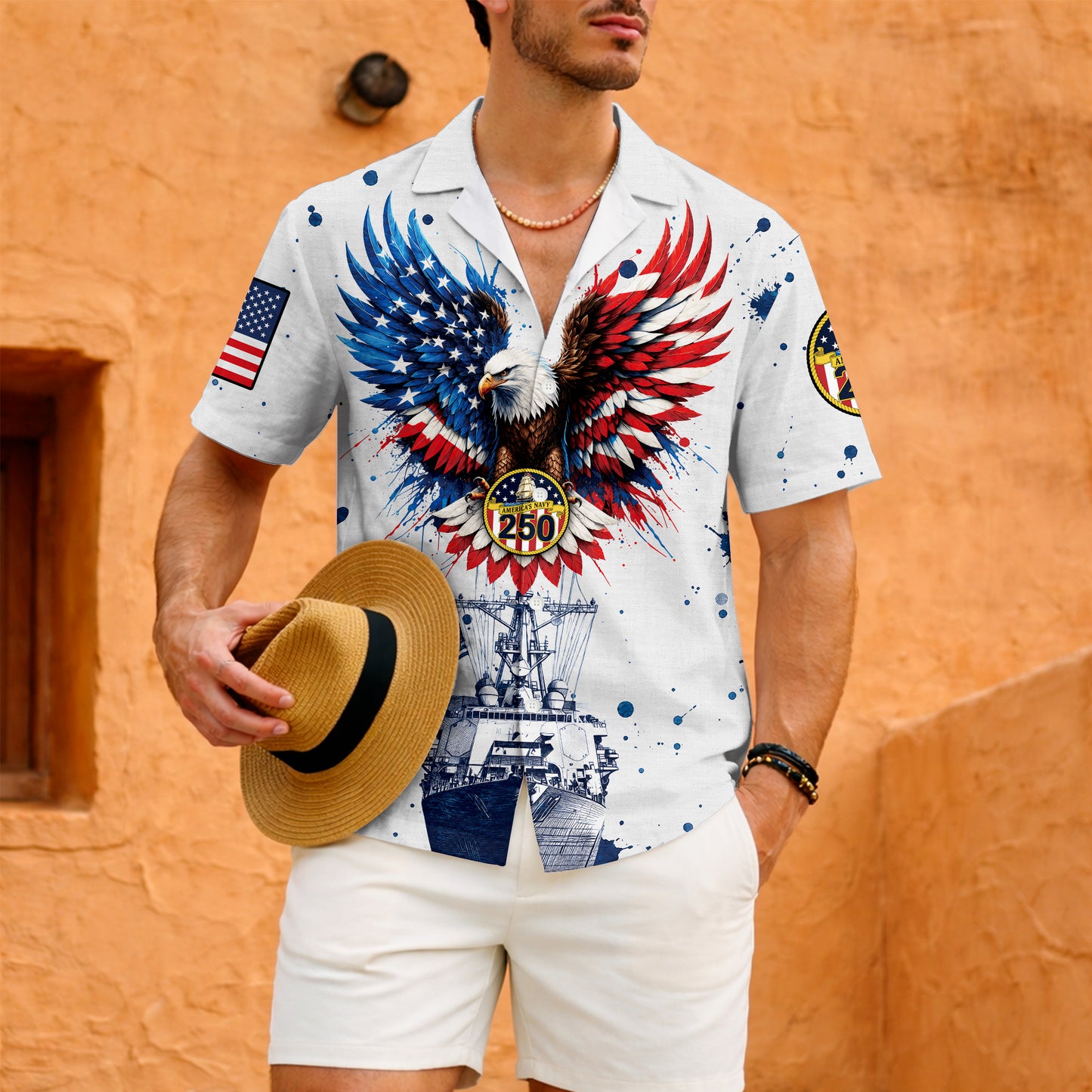 Navy Patriotic Eagle 250th Anniversary - USA Hawaiian Shirt