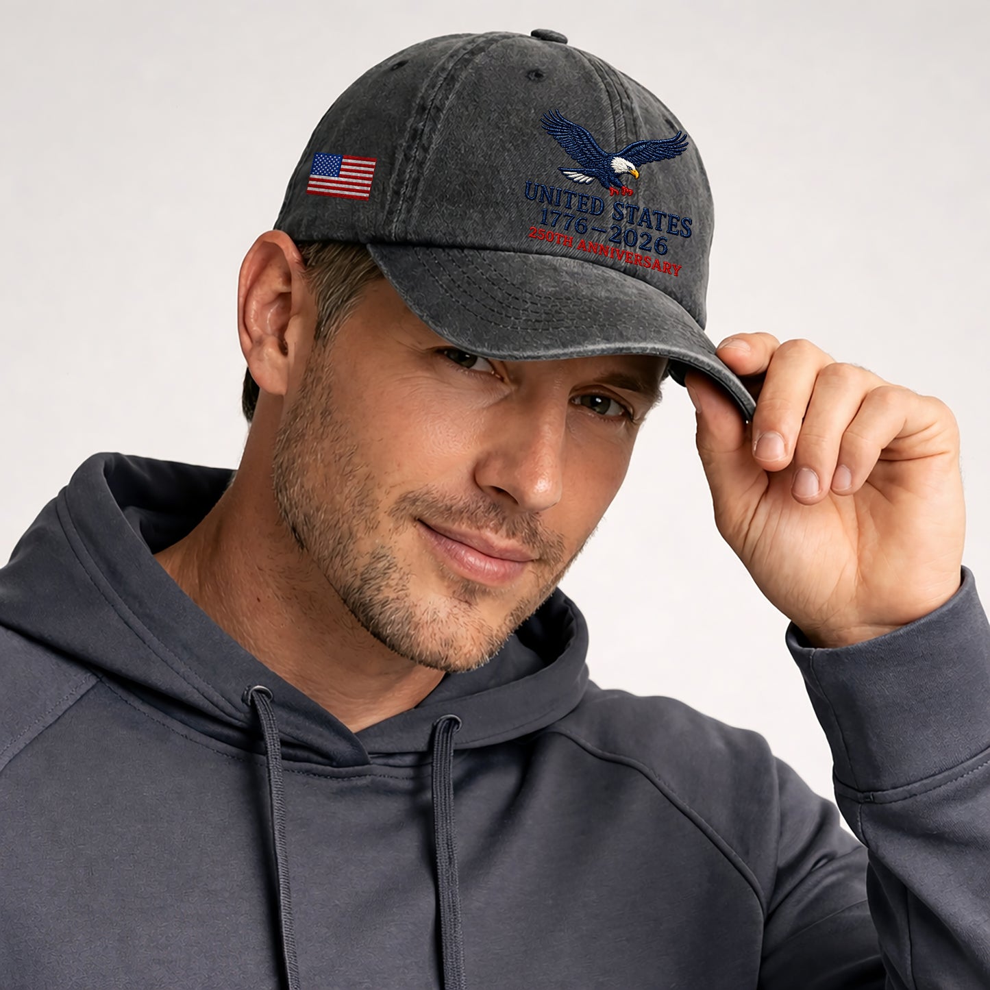 USA Eagle 1776-2026 Printed Vintage Washed Baseball Cap | 250th Anniversary Hat