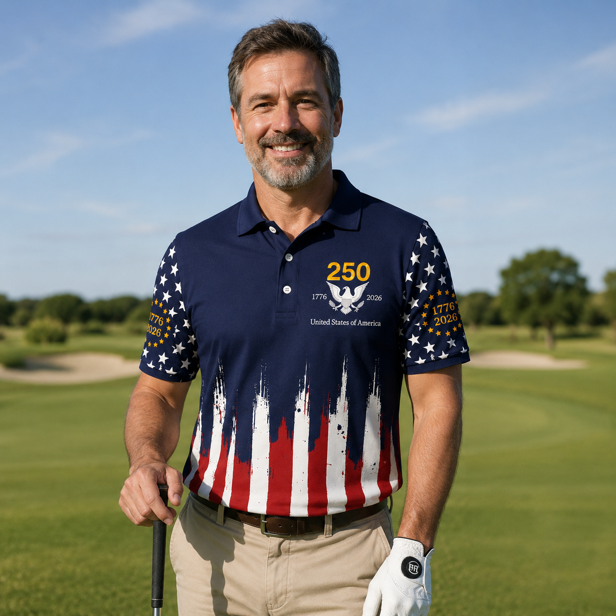Patriotic USA 250th Anniversary 1776-2026 Polo Shirt