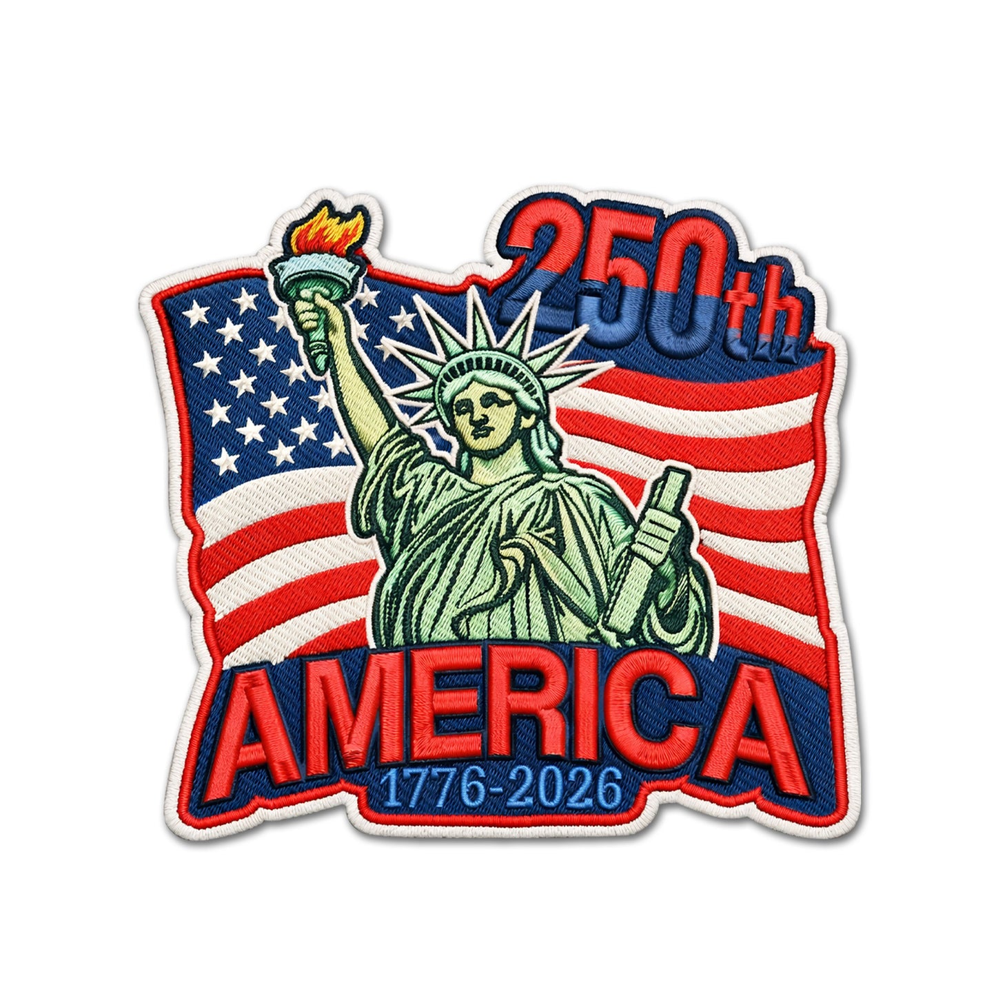 America 250th Anniversary Embroidered Patch Statue of Liberty Patriotic USA Flag Patch 1776-2026