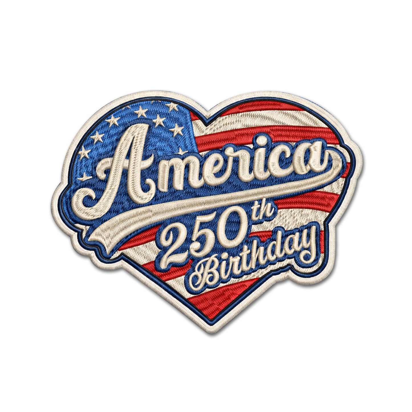 Patriotic America 250th Birthday Embroidered Patch USA Flag Heart Patch