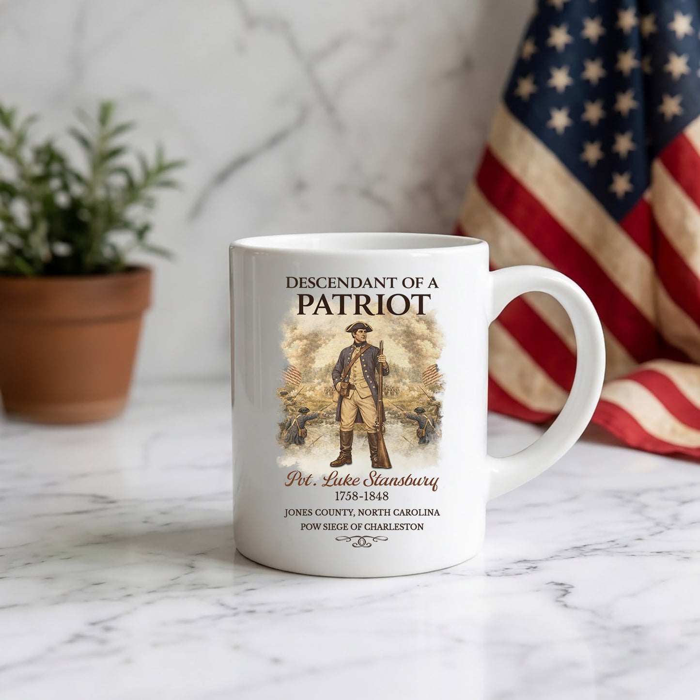 Personalized Descendant of a Patriot Mug - America 250th Anniversary Gift