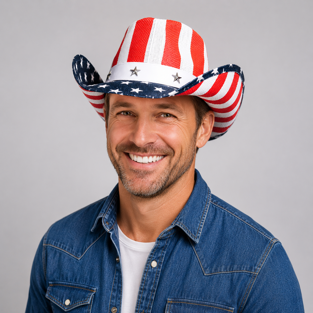 Western America Flag Vintage Cowboy Hat- USA Patriotic Fedora Hat