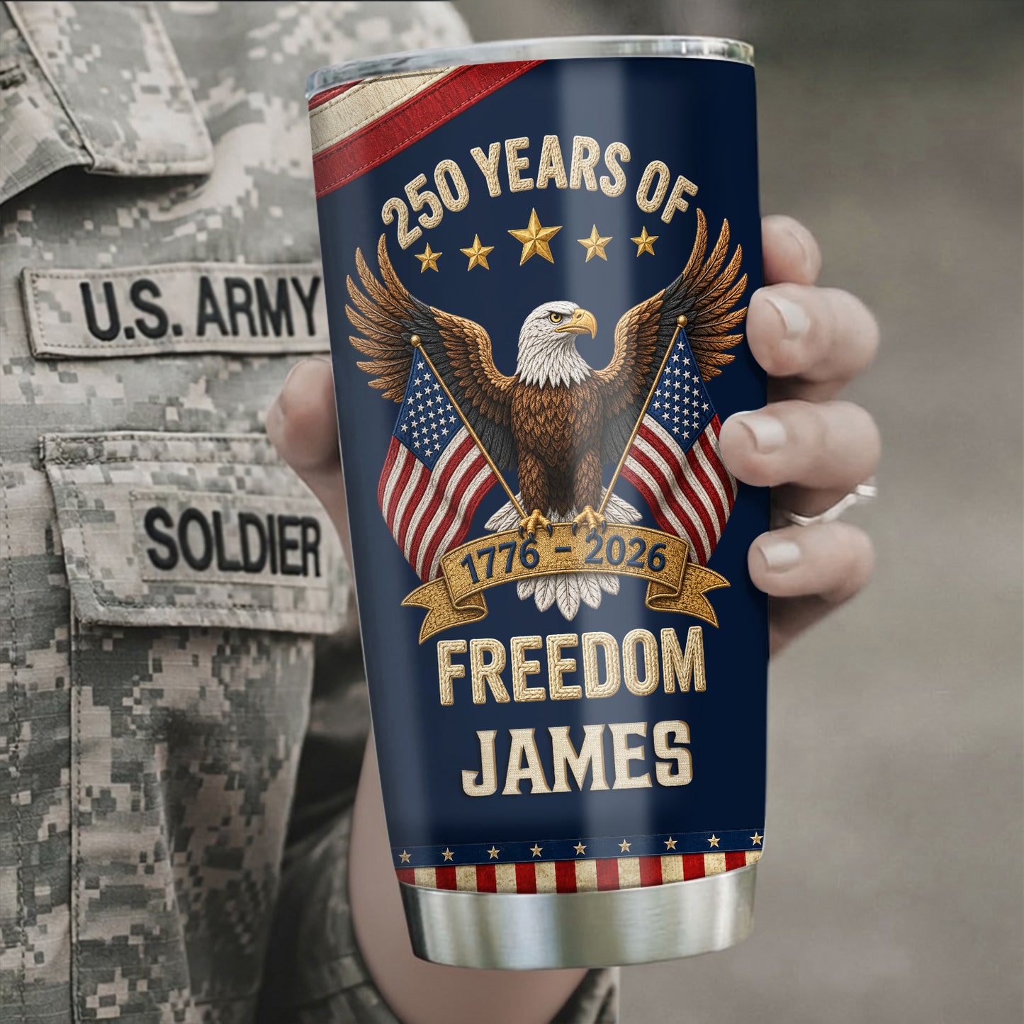 Personalized Patriotic Eagle Tumbler - 250th Anniversary USA Gift