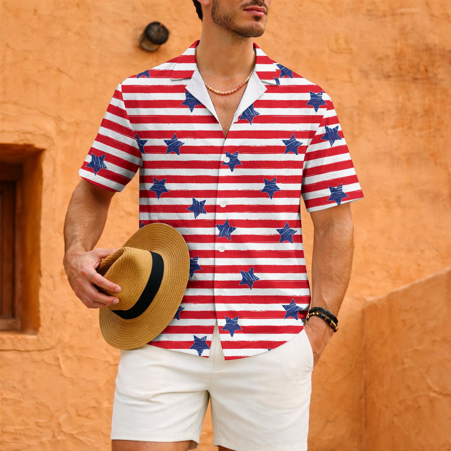 Patriotic American Flag Hawaiian Shirt - Stars & Stripes Aloha Top