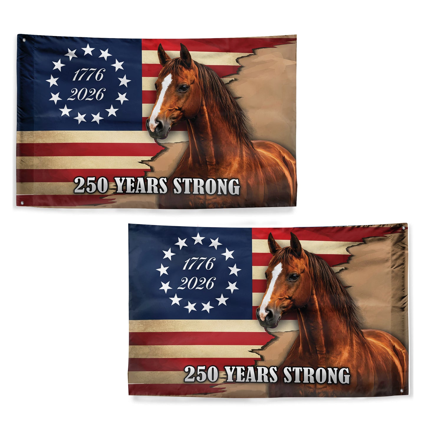250th Anniversary Flag – 1776 to 2026, Horse & American Flag – 250 Years Strong