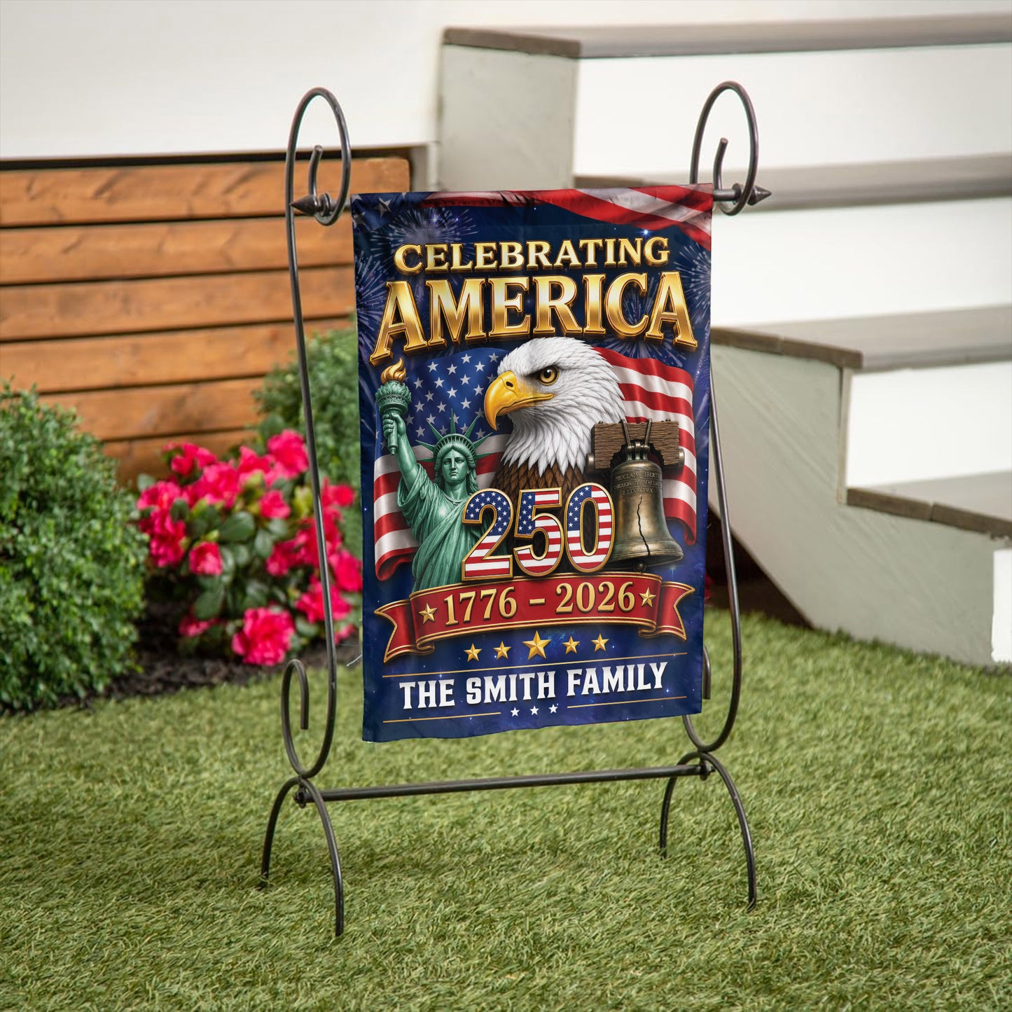 Personalized Patriotic Family 250th Anniversary Flag, Independence Day Yard Sign