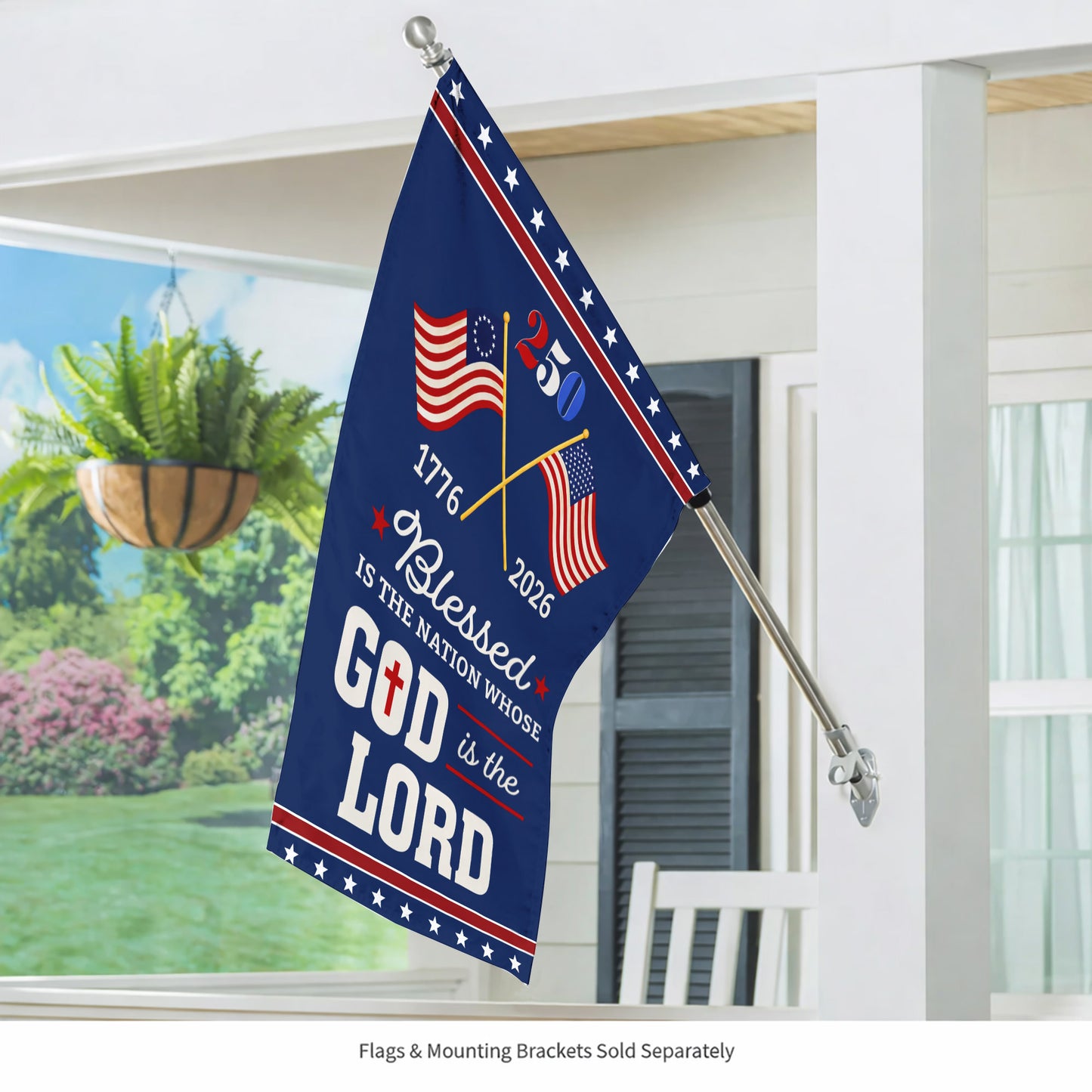 Blessed Is The Nation 250th Anniversary Flag, American Patriotic Decor