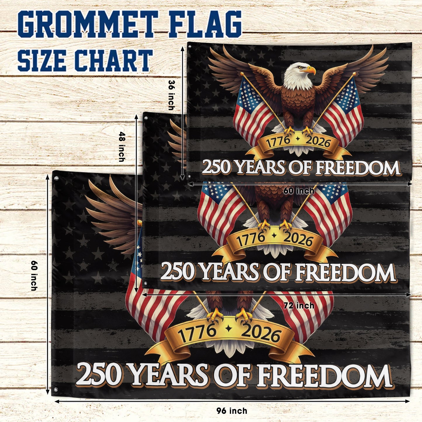 250th Anniversary Freedom Flag - Eagle & American Flags 1776-2026