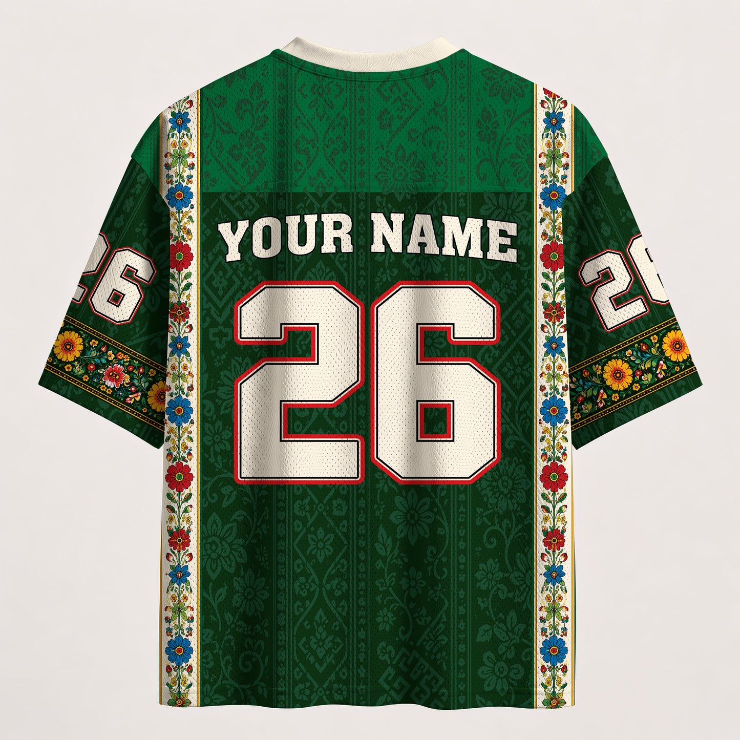 Mexico Football Jersey - Custom Name & Number Patriotic Mesh V-Neck Shirt