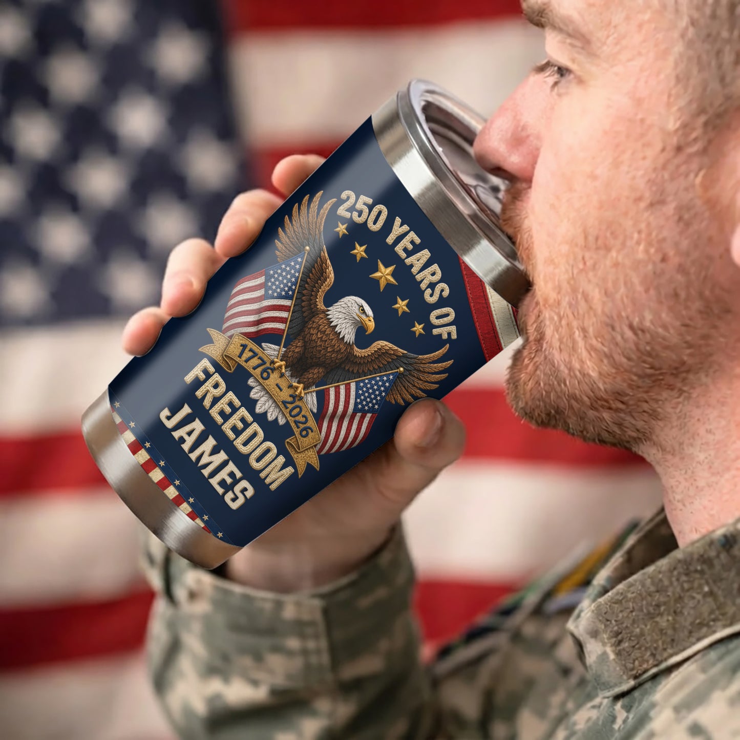 Personalized Patriotic Eagle Tumbler - 250th Anniversary USA Gift