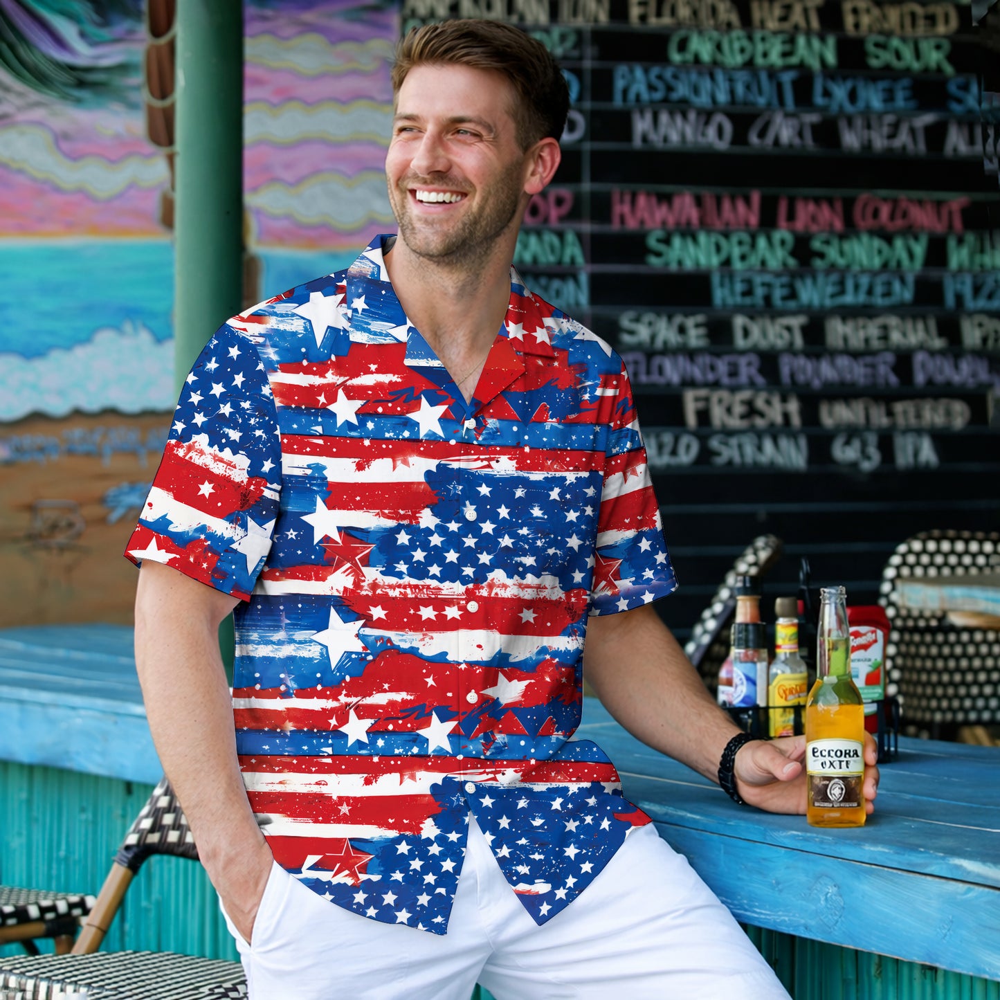Patriotic American Flag Hawaiian Shirt - Distressed USA Aloha Shirt