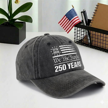 We The People 250 Years Printed Vintage Washed Baseball Cap | 250th Anniversary Hat