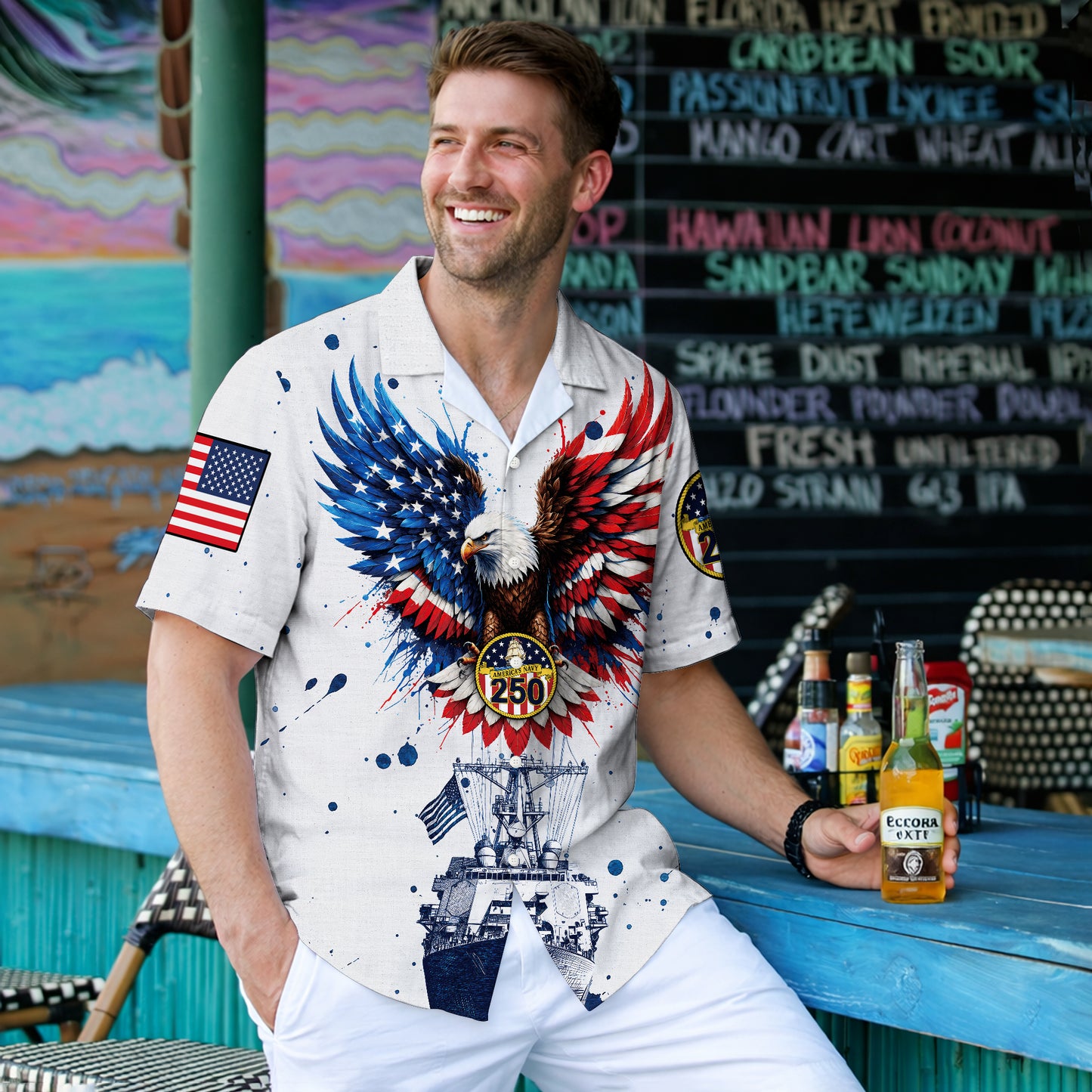Navy Patriotic Eagle 250th Anniversary - USA Hawaiian Shirt