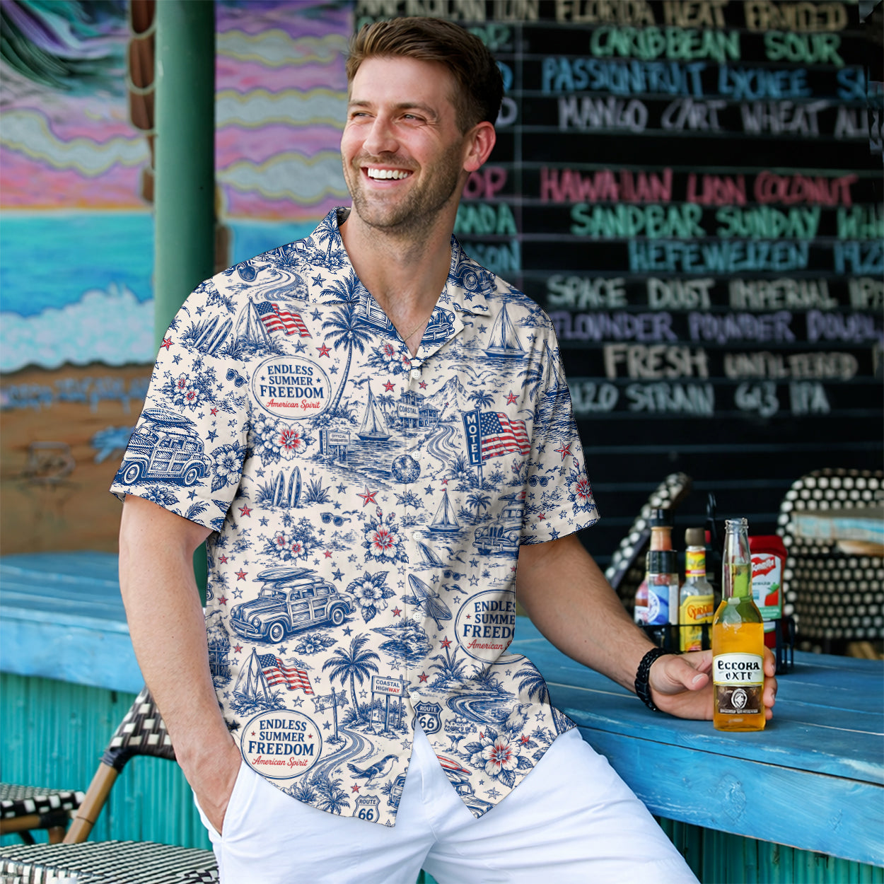 Route 66 Coastal Highway Vintage Hawaiian Shirt - Unisex Aloha Shirt