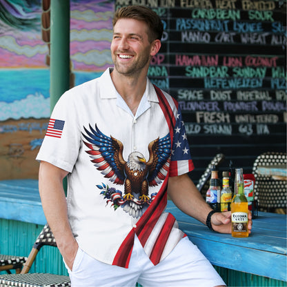 Personalized America 250th Anniversary Hawaiian Shirt – Patriotic Eagle & Flag Shirt 1776-2026