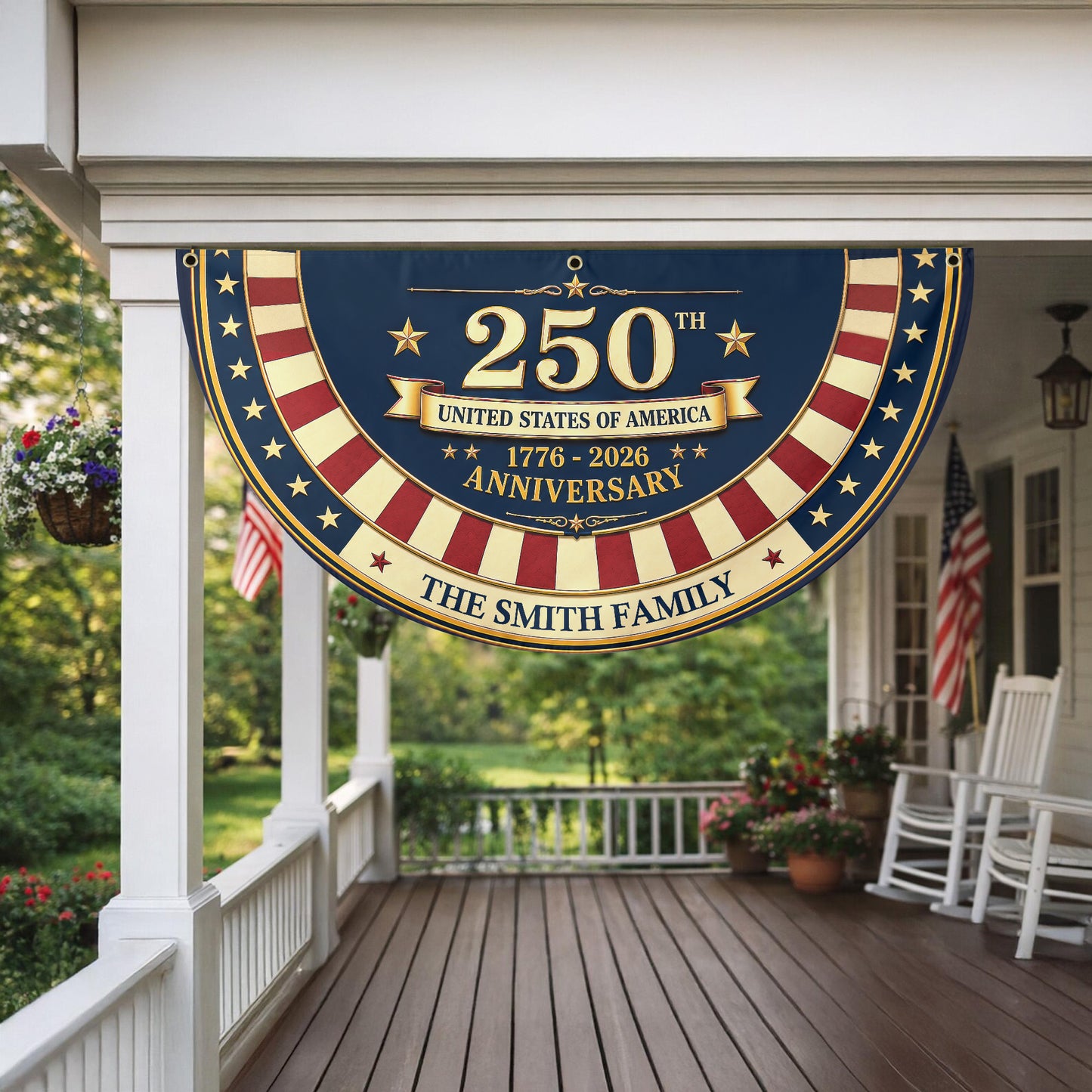 Personalized 250th United States Anniversary Flag 1776-2026 Patriotic Fence Decor
