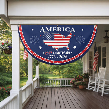 250th Anniversary American Flag 250th Anniversary Celebration Flag – USA Map with Fireworks Design