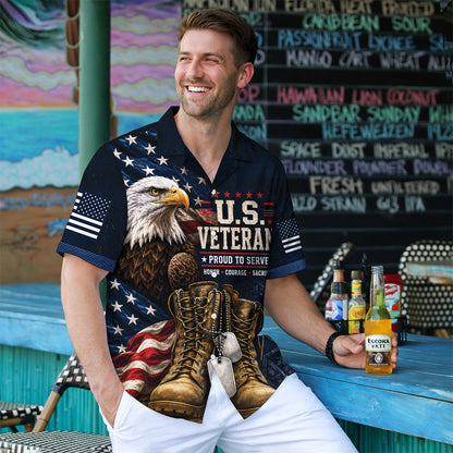 US Veteran Proud To Serve Hawaiian Shirt - Eagle Combat Boots Top