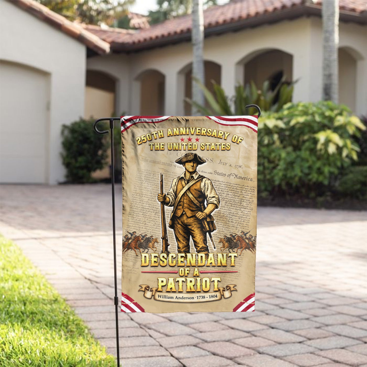 Personalized 250th Anniversary Flag – Descendant of a Patriot, USA 1776-2026