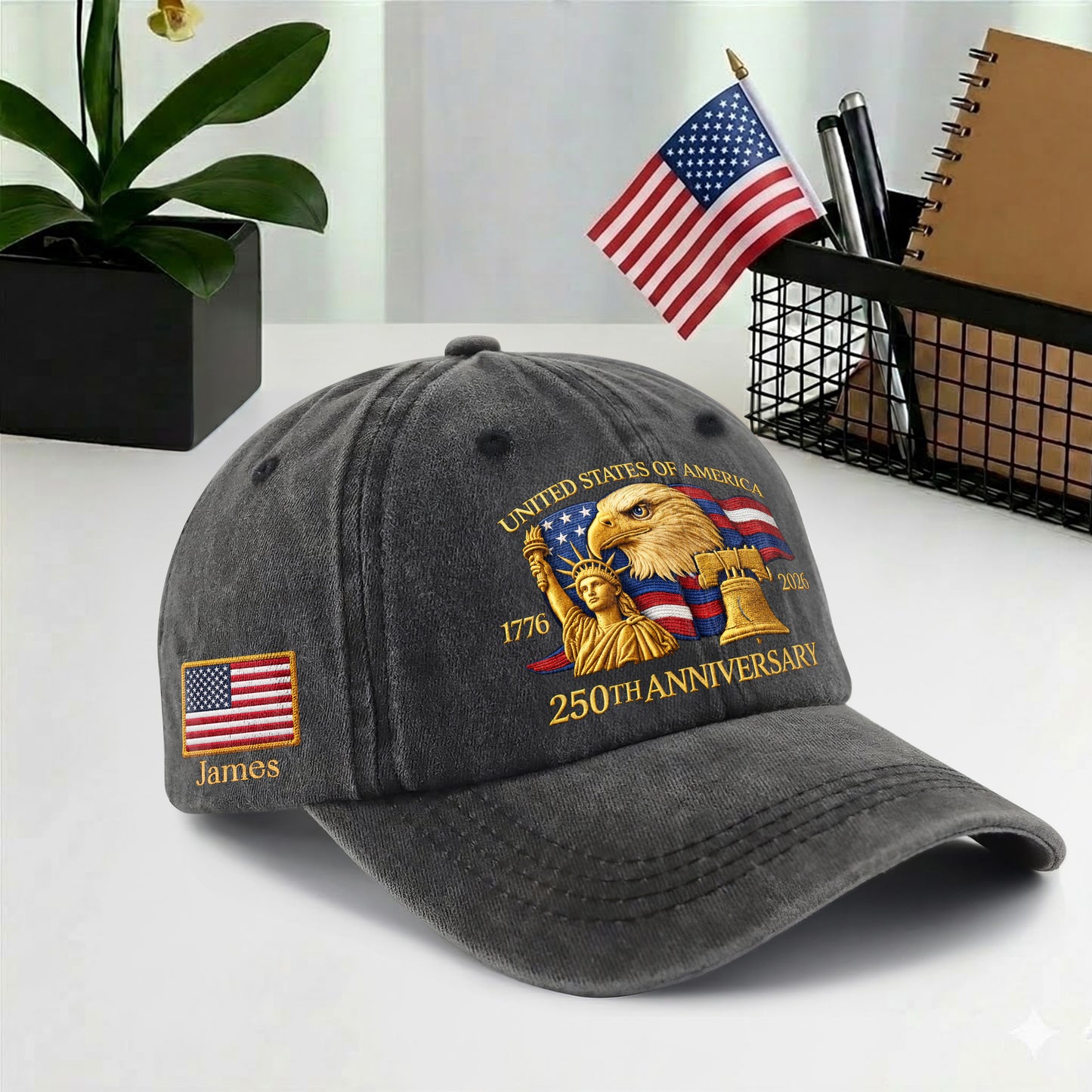 Personalized 250 Years Anniversary Printed Vintage Washed Baseball Cap | 250th Anniversary Hat