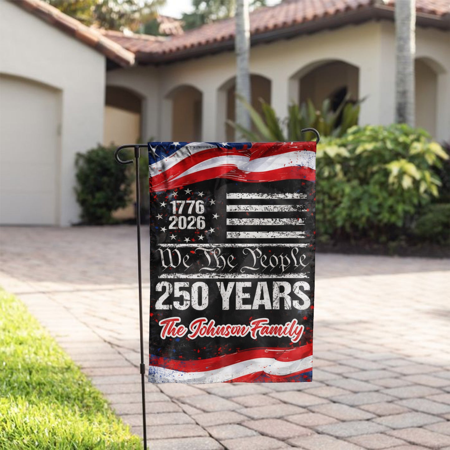 Personalized 250 Years USA Flag – We The People Design with Family Name, 1776-2026