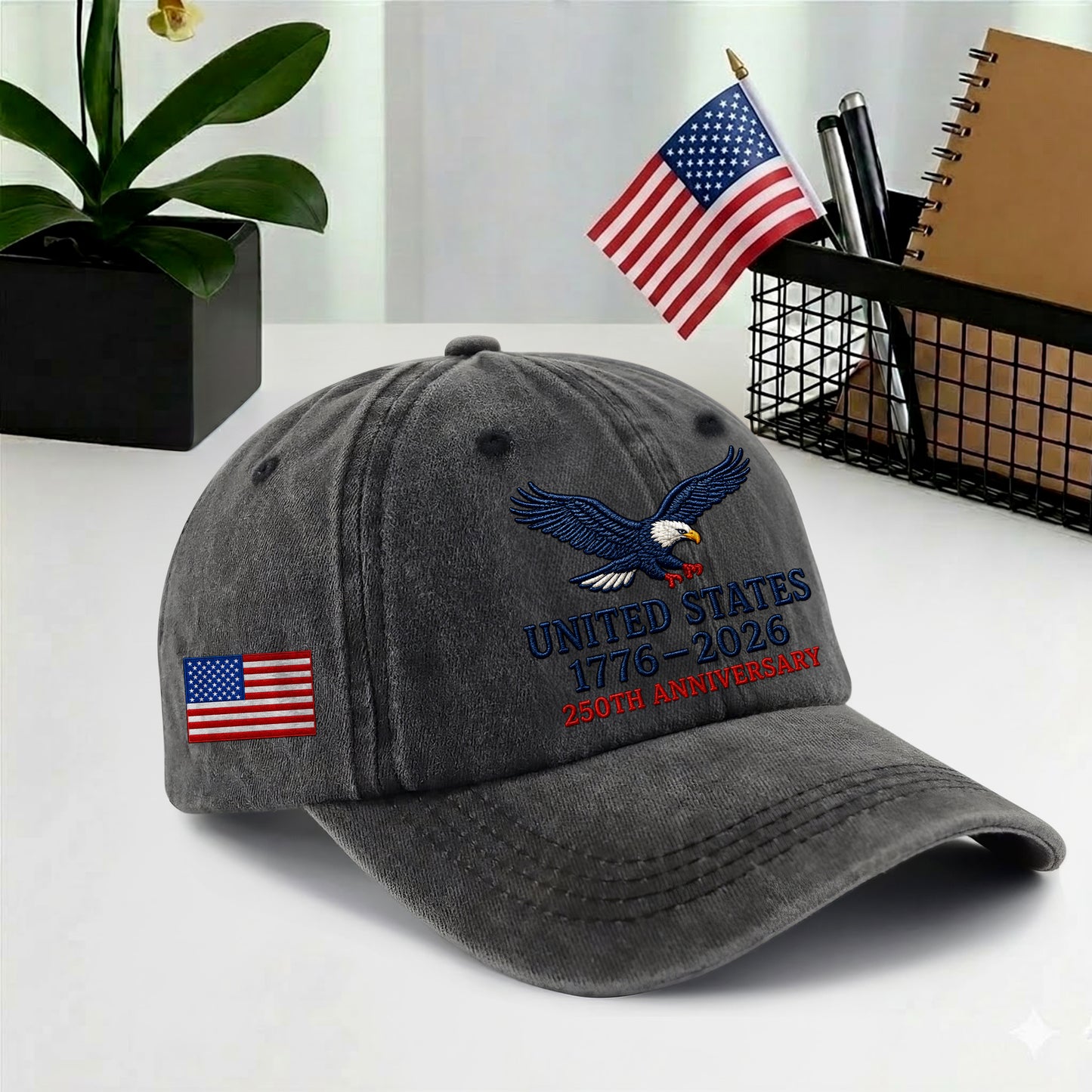 USA Eagle 1776-2026 Printed Vintage Washed Baseball Cap | 250th Anniversary Hat