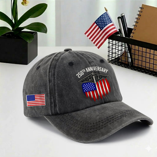 250 Years USA 250th Birthday Printed Vintage Washed Baseball Cap | 250th Anniversary Hat