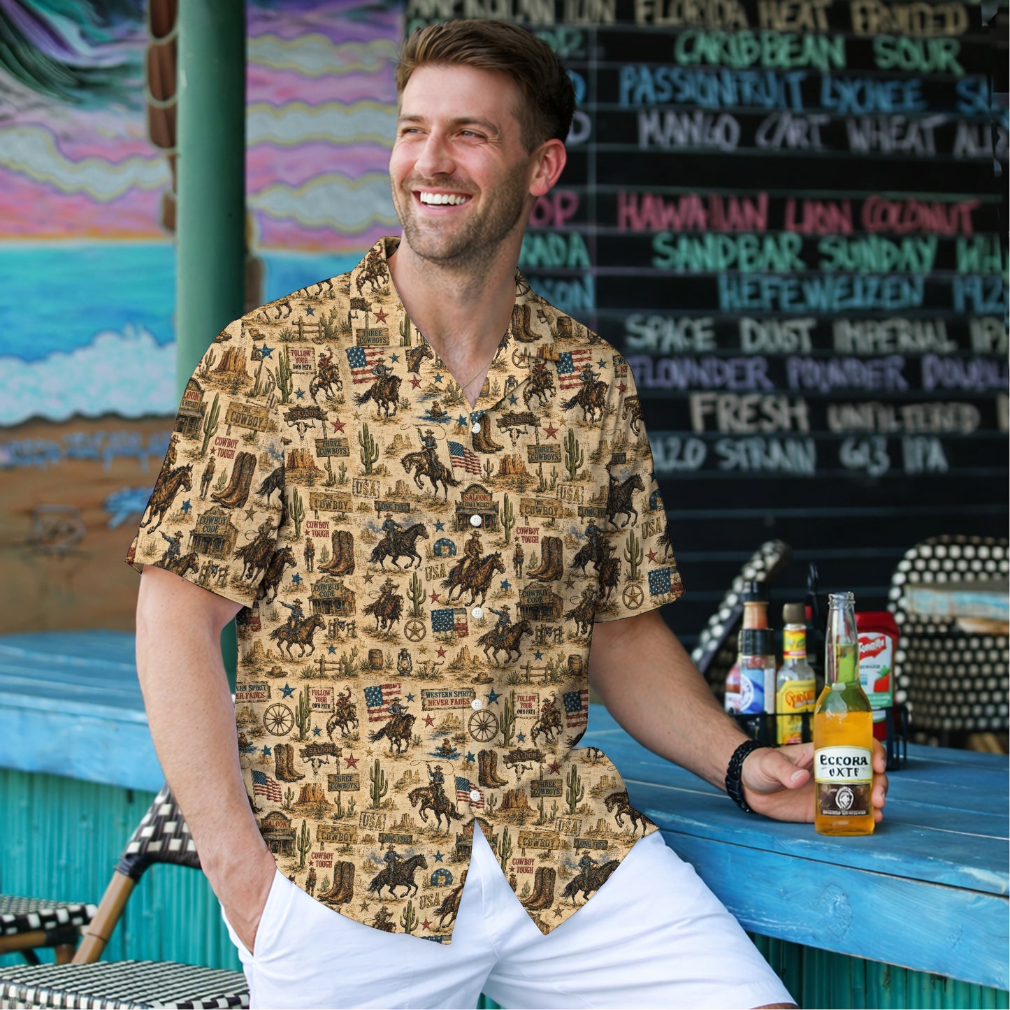 Vintage Western Spirit Cowboy Hawaiian Shirt - Aloha Top