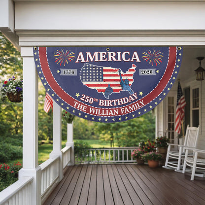 America 250th Anniversary Flag, Personalized Family Name Patriotic
