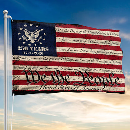 We The People Constitution Flag - USA 250th Anniversary 1776-2026 Vintage House Flag