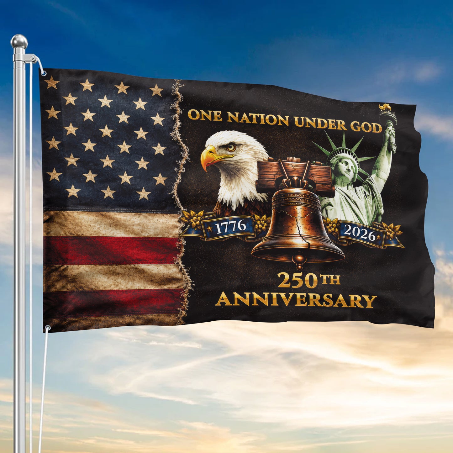 One Nation Under God 250 Years Of Freedom - USA 250th Anniversary Flag
