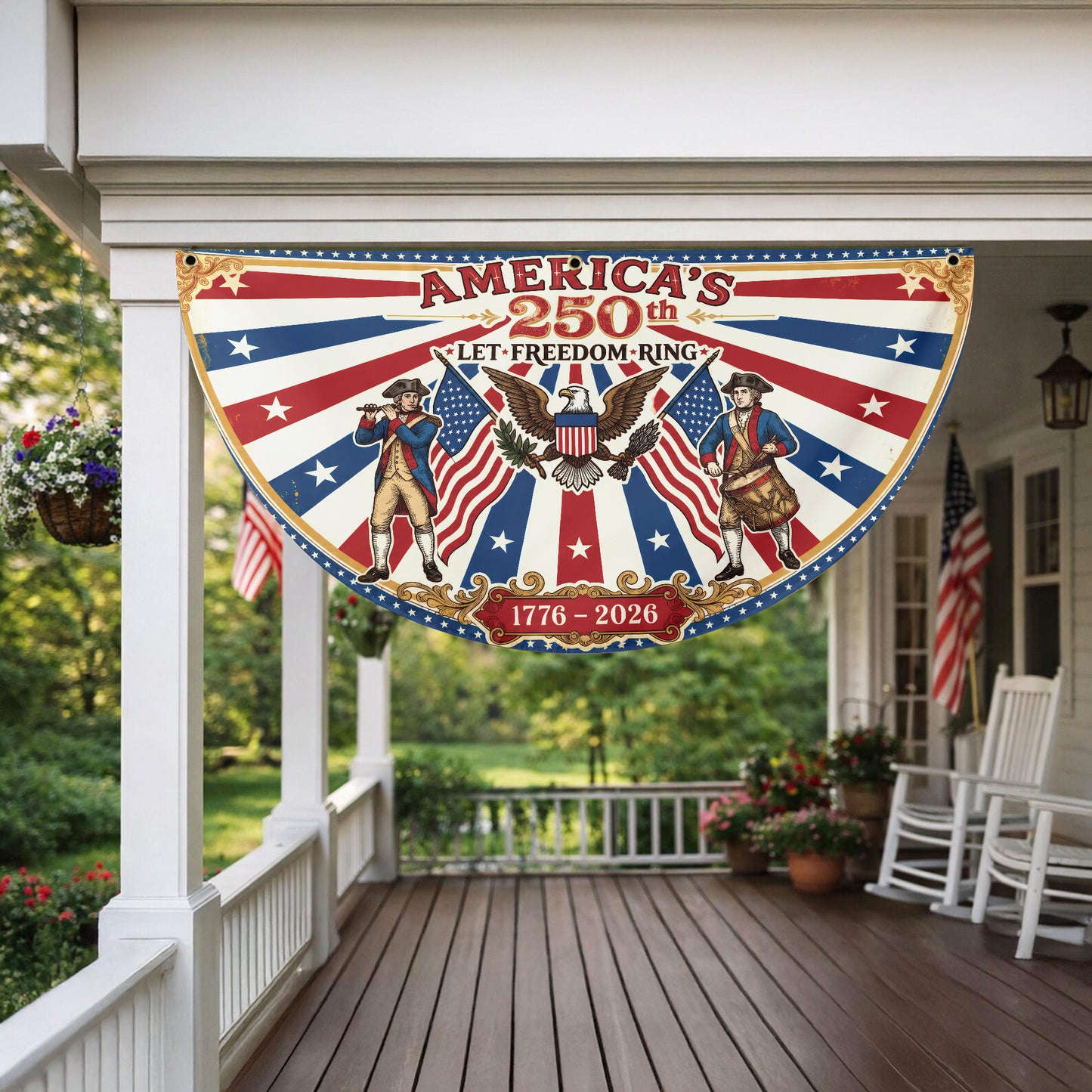 American 250th Anniversary Patriotic Banner – Let Freedom Ring Fence & Porch Decor 1776–2026