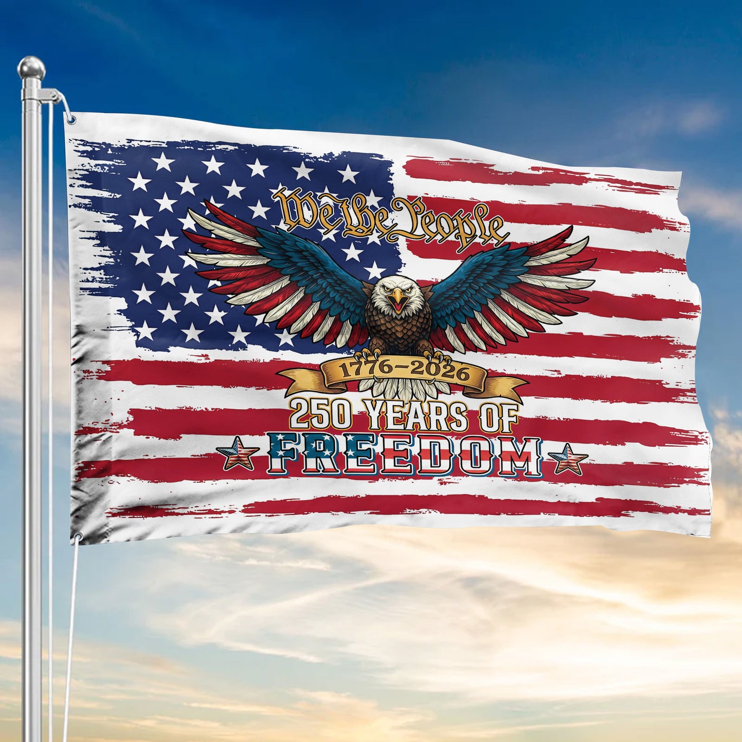 USA 250th Anniversary Flag – We The People with Eagle & Freedom Design, 1776-2026