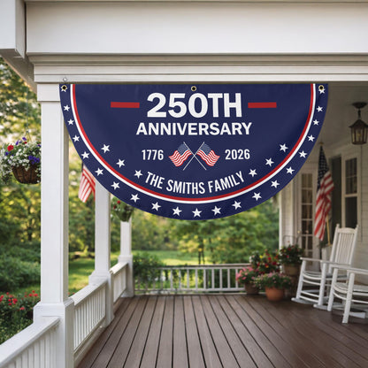 USA 250th Anniversary Flag Banner – Personalized Family Name, Patriotic 1776-2026 Design