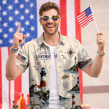 American Lighthouse Registry Hawaiian Shirt - Nautical Aloha Top