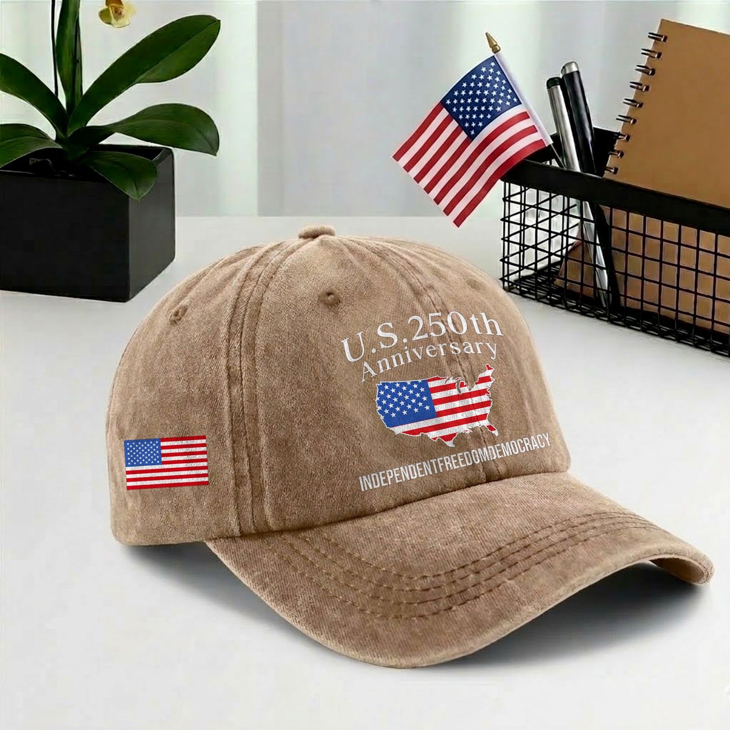 U.S. 250 Years USA Map Printed Vintage Washed Baseball Cap | 250th Anniversary Hat