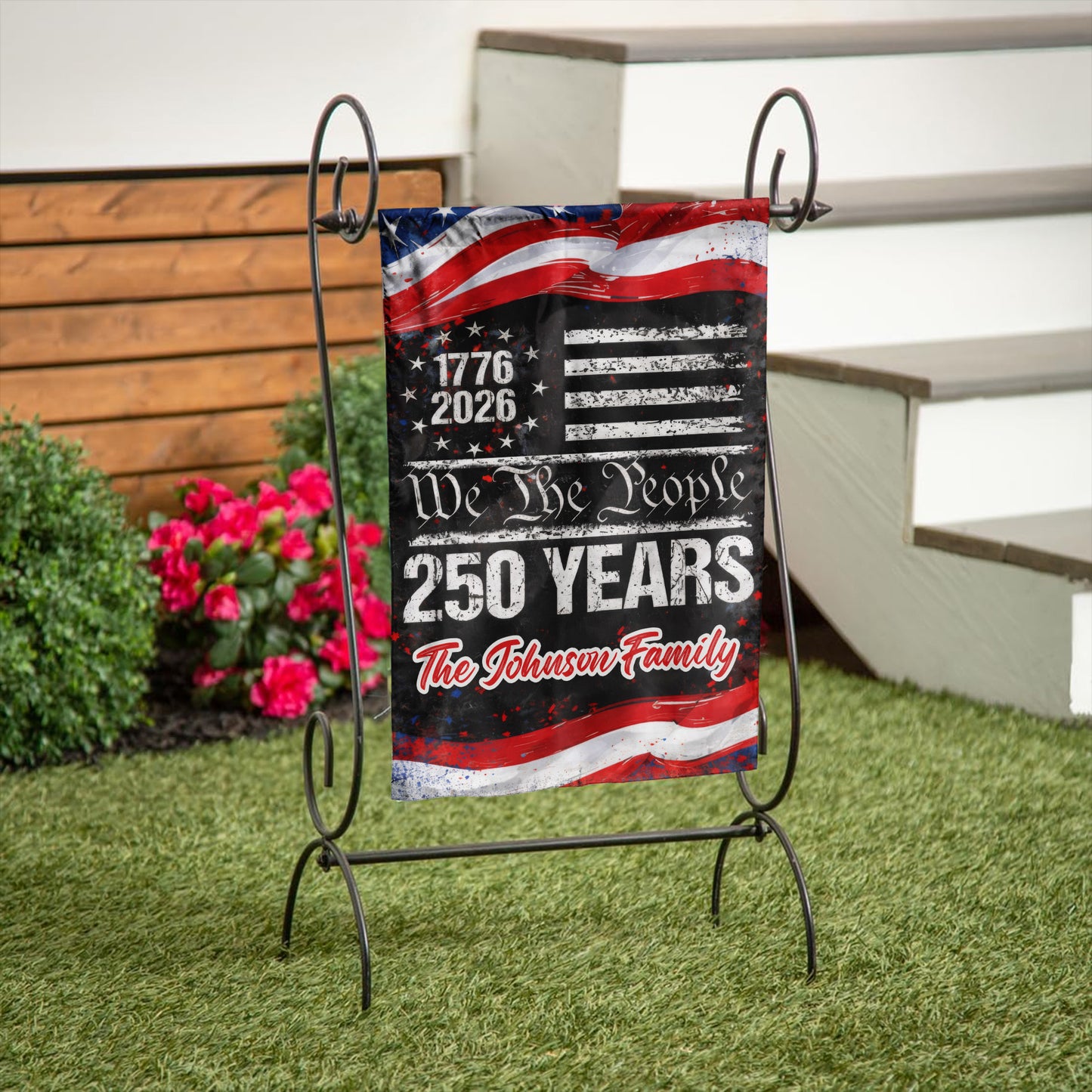 Personalized 250 Years USA Flag – We The People Design with Family Name, 1776-2026
