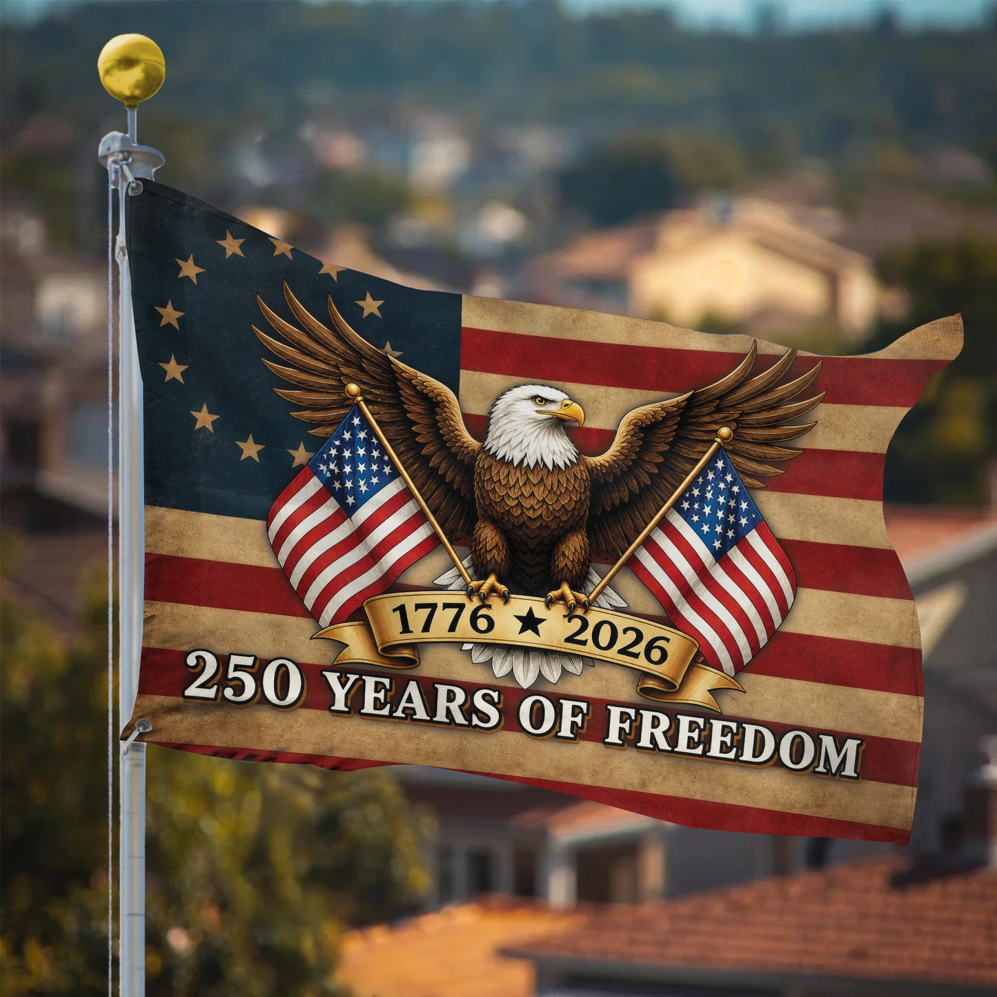 American Eagle 250 Years of Freedom Flag - USA 250th Anniversary 1776-2026 House Flag